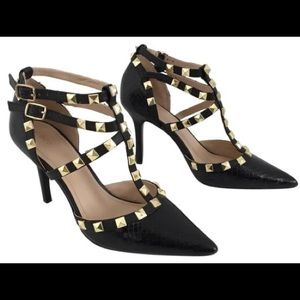 BCBG Black Gold Studded Heels/Pumps